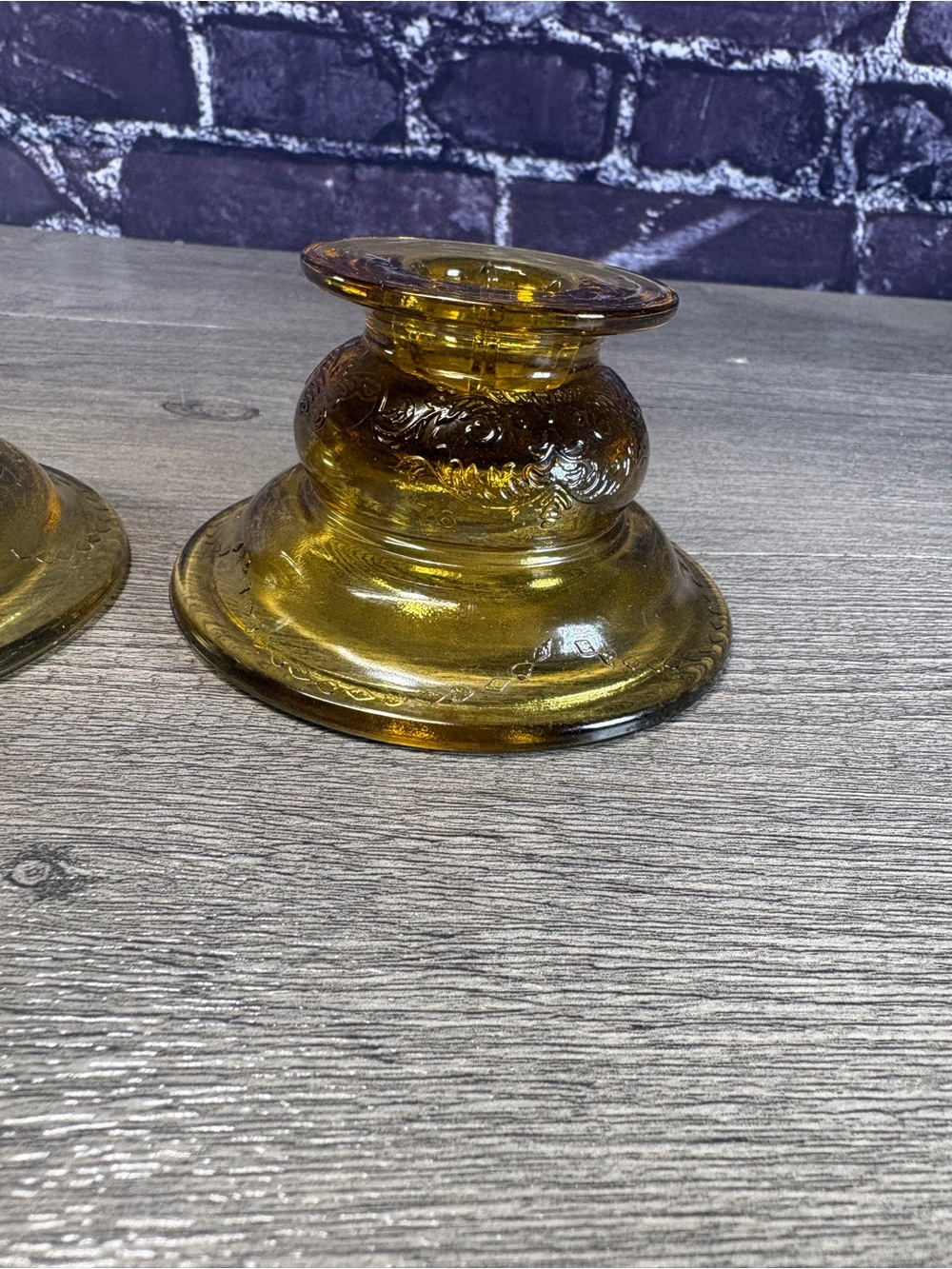 Vintage Amber Glass Madrid Candle Holders - Picture 5 of 7